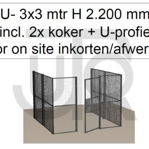 Scheidingswand Troax U-vorm, 3003x3036x2200 mm (BxLxH) incl. 1 afsluitbare deur-0
