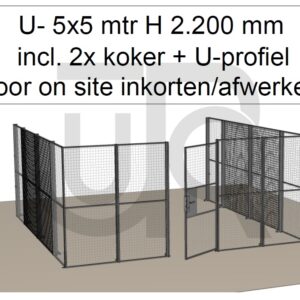 Scheidingswand Troax U-vorm, 5012x5042x2200 mm (BxLxH) incl. 1 afsluitbare deur-0