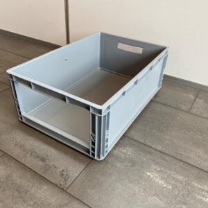 Gebruikte kunststof stapelbare magazijnbak D600xB400xH170 mm-0