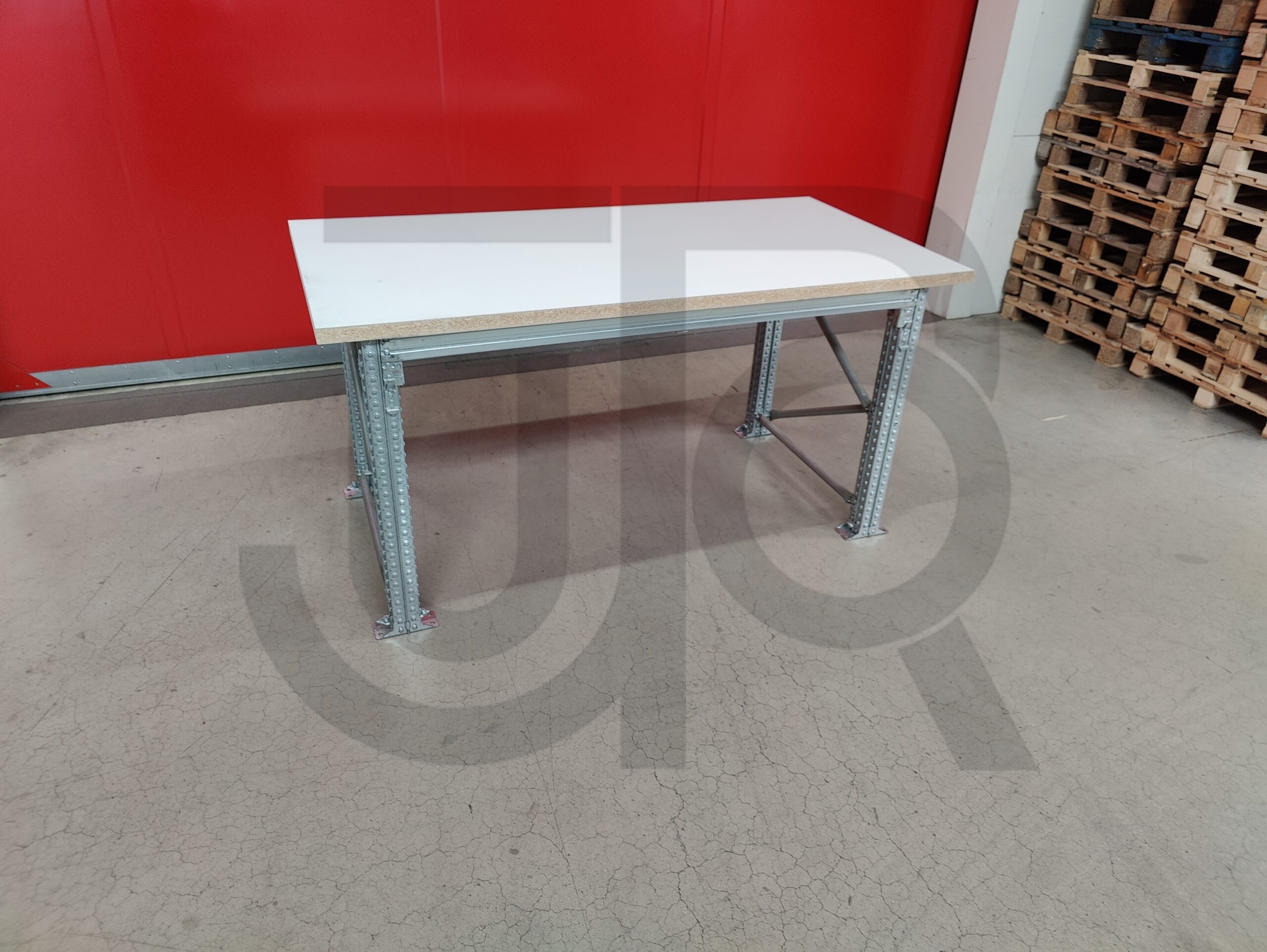 Gebruikte werktafel verzinkt L1600xD1000xH960, nieuw wit werkblad - Afbeelding 3