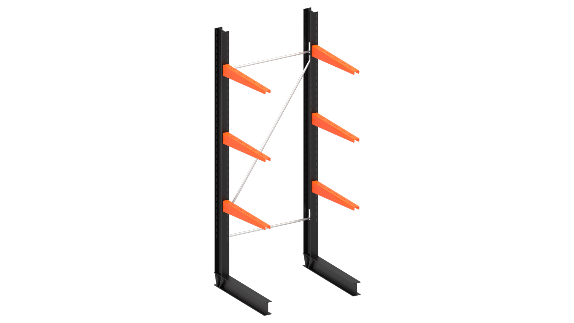Lichte enkelzijdige draagarmstelling H2000 mm x D600 mm, 3 niveaus | set vak 750-1500 mm