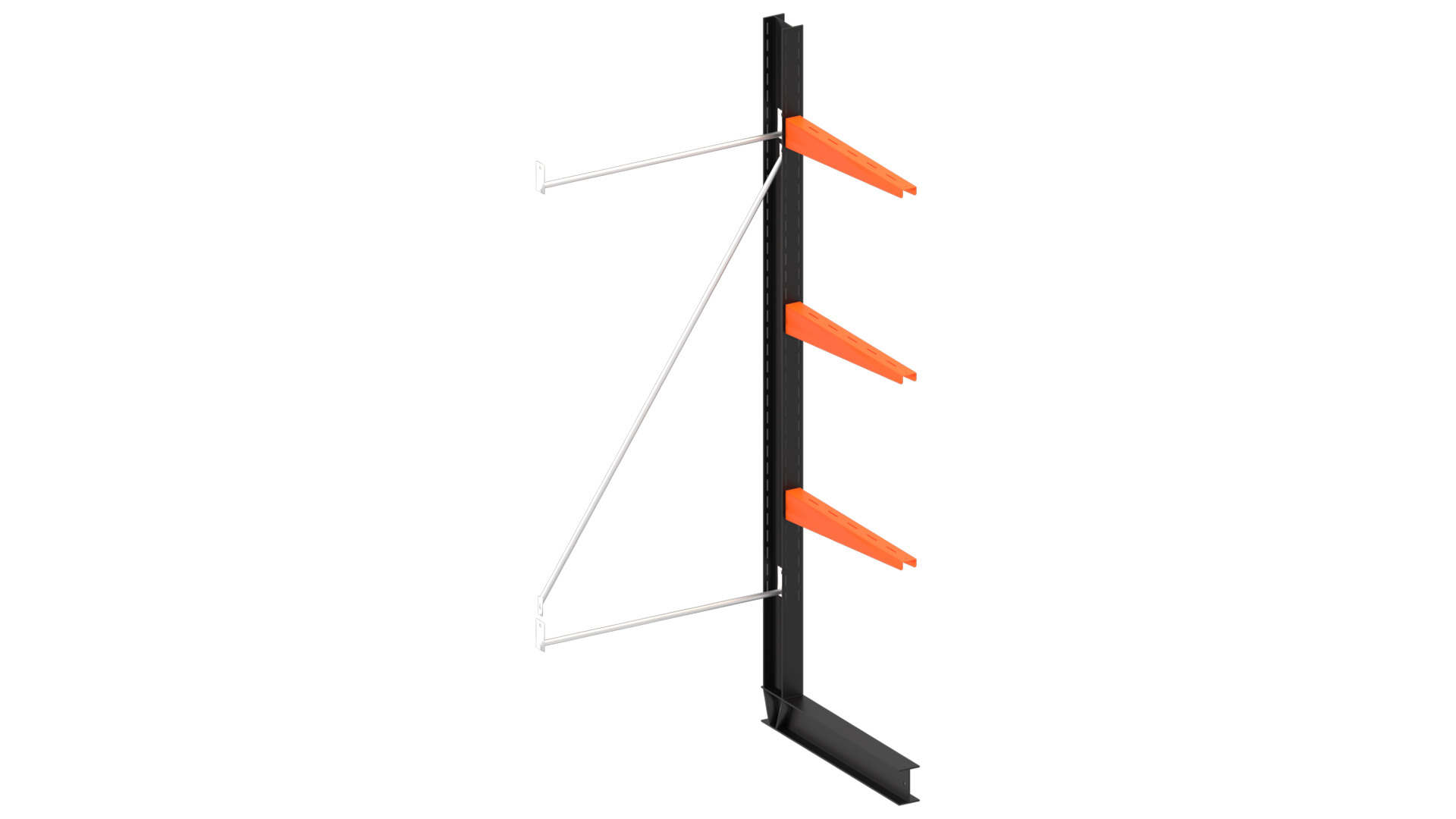 Lichte enkelzijdige draagarmstelling H2000 mm x D600 mm, 3 niveaus | aanbouwset vak 750-1500 mm