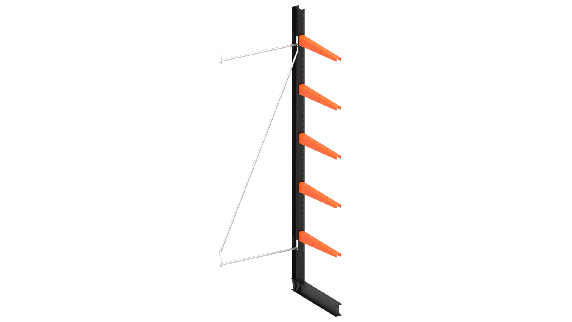 Lichte enkelzijdige draagarmstelling H2000 mm x D600 mm, 5 niveaus | aanbouwset vak 750-1500 mm