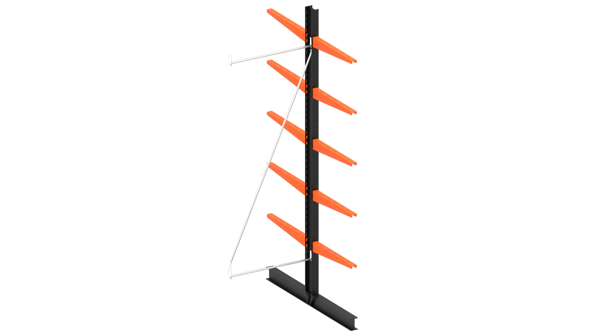 Lichte dubbelzijdige draagarmstelling H2000 mm x D600 mm, 5 niveaus | aanbouwset vak 750-1500 mm