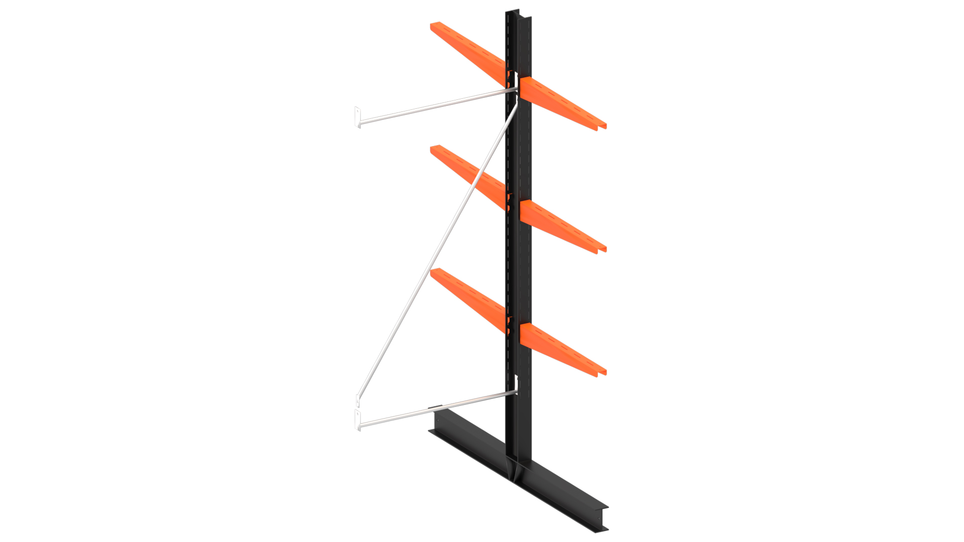 Lichte dubbelzijdige draagarmstelling H2000 mm x D600 mm, 3 niveaus | aanbouwset vak 750-1500 mm